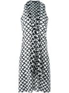 Emanuel Ungaro Neck Tie Printed Dress, Women's, Size: 48, Black, Silk/rayon/spandex/elastane