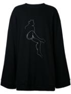 Dressedundressed Human Figure Print Long Sweatshirt, Men's, Size: 4, Black, Cotton