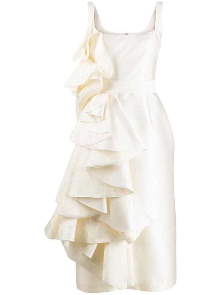Parlor Ruffle Midi Dress - White