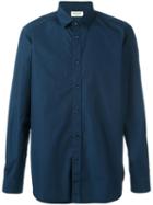 Saint Laurent Signature Yves Collar Shirt, Men's, Size: 43, Blue, Cotton