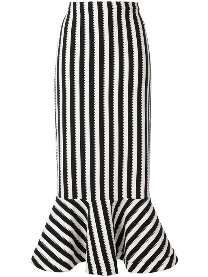 Saloni Long Striped Skirt - White
