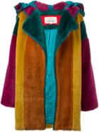 Jc De Castelbajac Vintage Colour Block Faux Fur Coat - Green