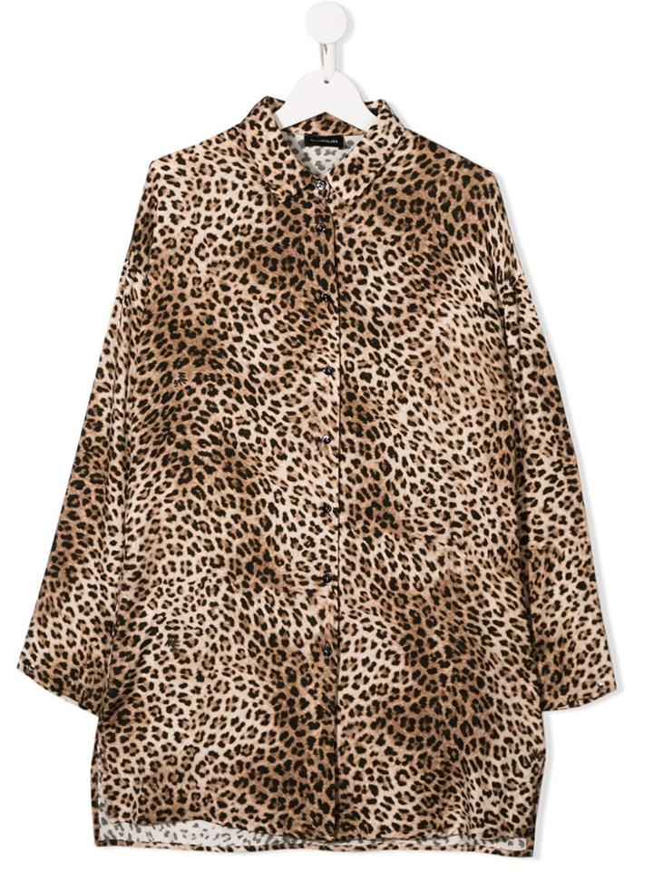 Monnalisa Leopard-print Long-sleeve Shirt - Brown