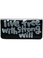 Comme Des Garçons Wallet Slogan Print Wallet - Black