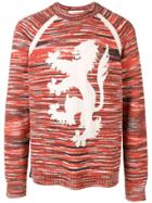 Pringle Of Scotland Textured Lion Emblem Logo Sweater - Orange