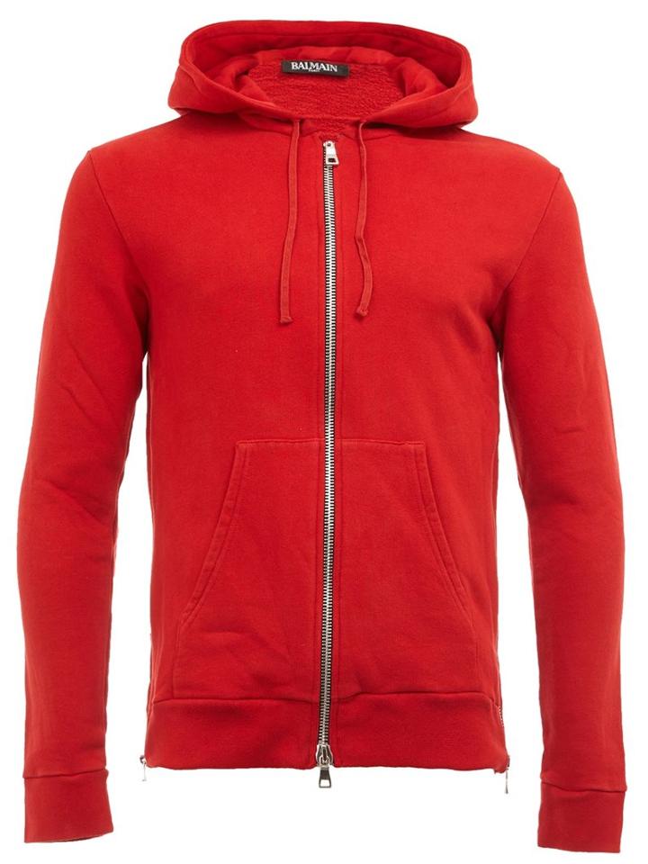 Balmain Classic Hoodie, Men's, Size: Xl, Red, Cotton/spandex/elastane