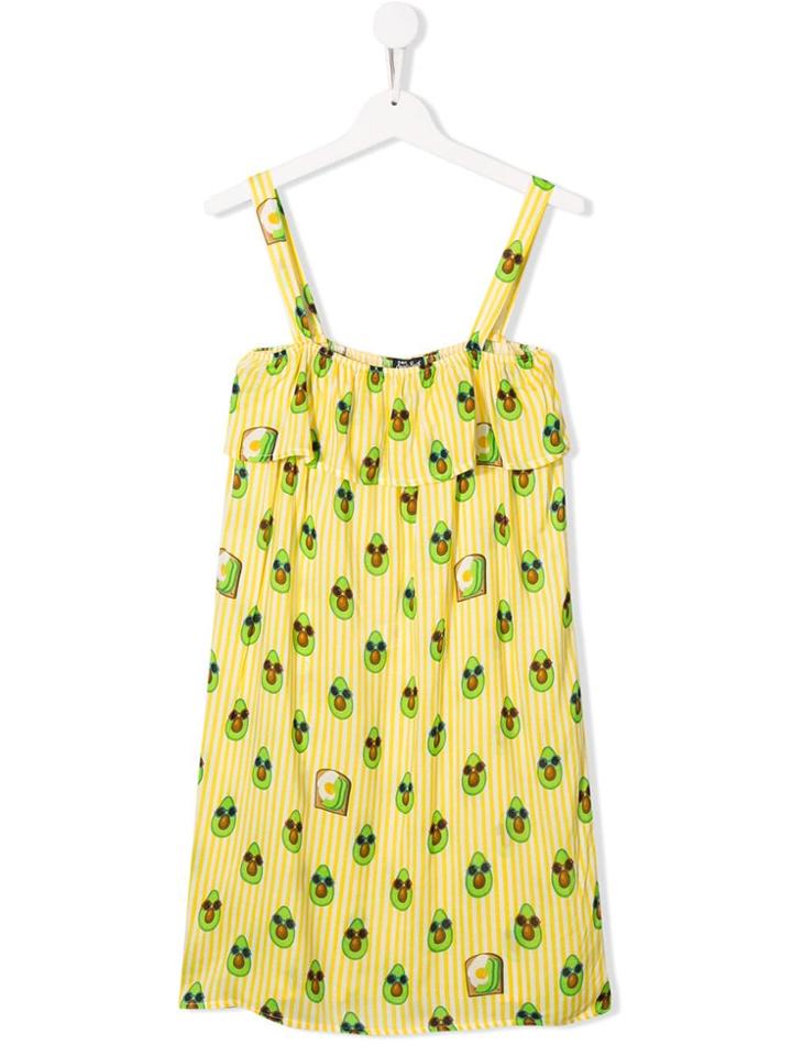Mc2 Saint Barth Kids Avocado Print Dress - Yellow