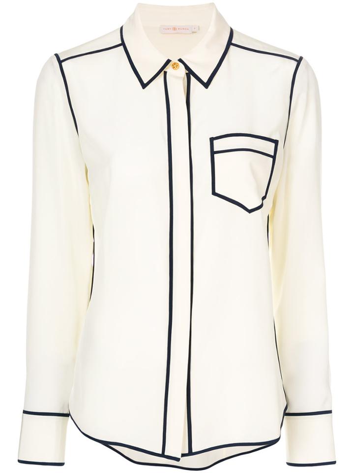 Tory Burch Contrast Trim Shirt - Nude & Neutrals