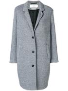 Closed Long Sleeved V-neck Coat - Grey