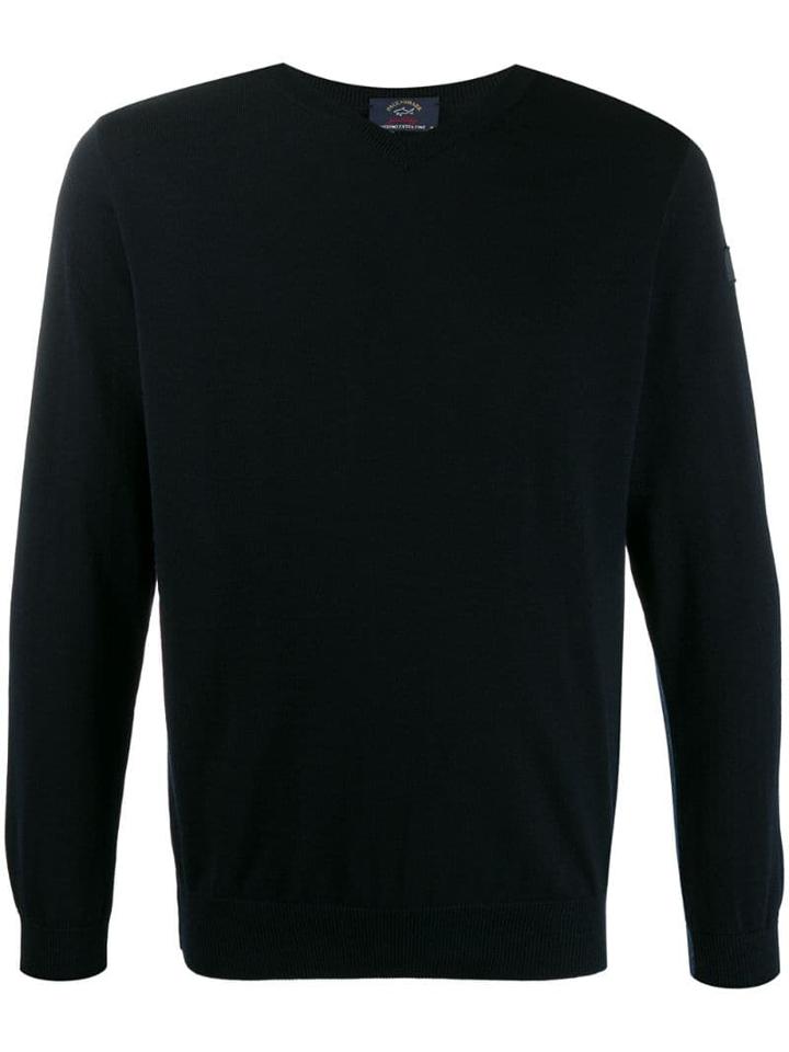 Paul & Shark V-neck Knitted Sweater - Blue