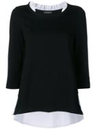 Twin-set 3/4 Sleeve Lace Detail Top - Black