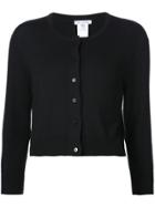 Oscar De La Renta Fine Knit Cropped Cardigan - Black