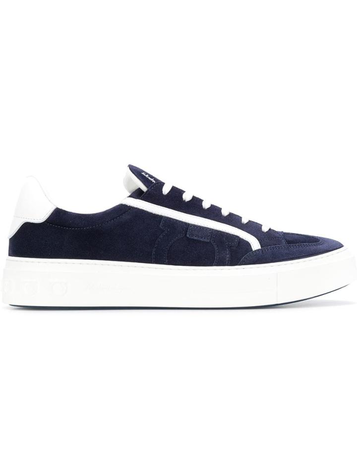 Salvatore Ferragamo Contrast Trim Gancio Sneakers - Blue