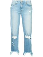 Frame Cropped Distressed Jeans - Blue