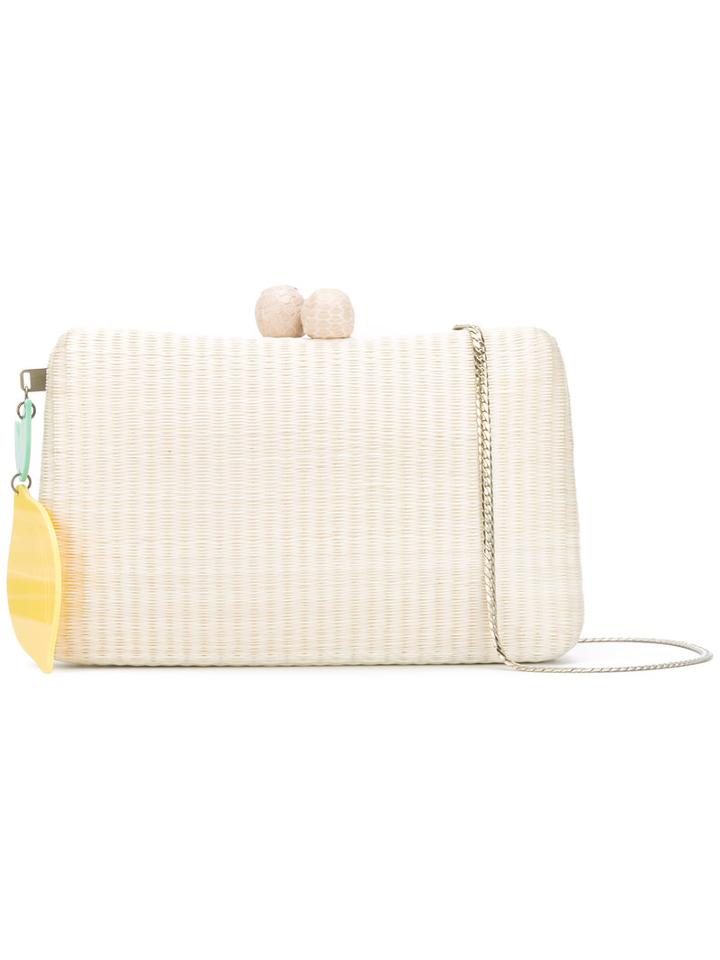 Serpui - Woven Lemon Clutch - Women - Raffia - One Size, Women's, Nude/neutrals, Raffia
