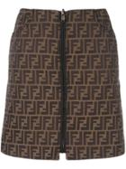 Fendi Vintage Reversible Ff Logo Skirt - Brown