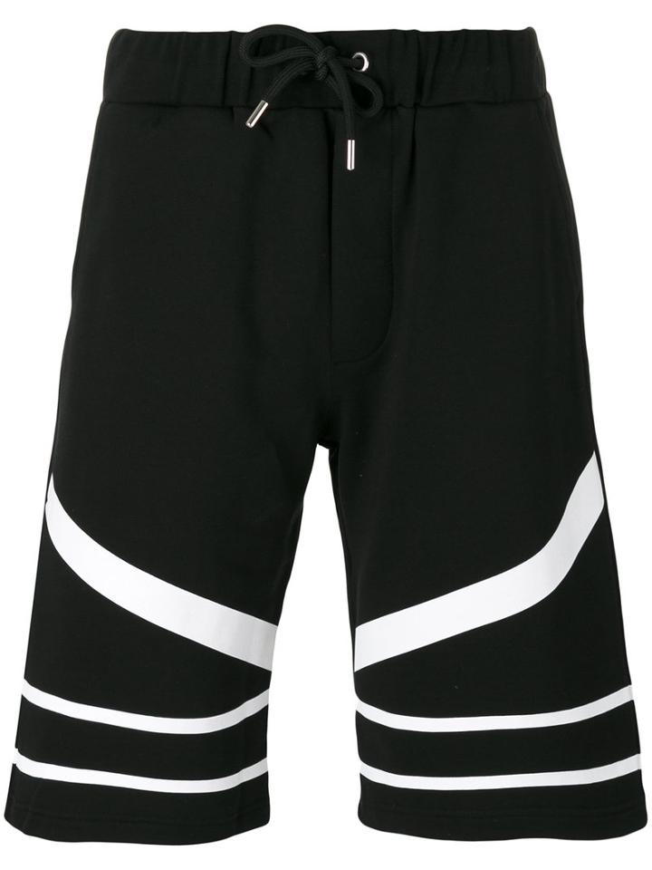 Les Hommes Contrast Track Shorts, Men's, Size: Medium, Black, Cotton