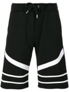 Les Hommes Contrast Track Shorts, Men's, Size: Medium, Black, Cotton