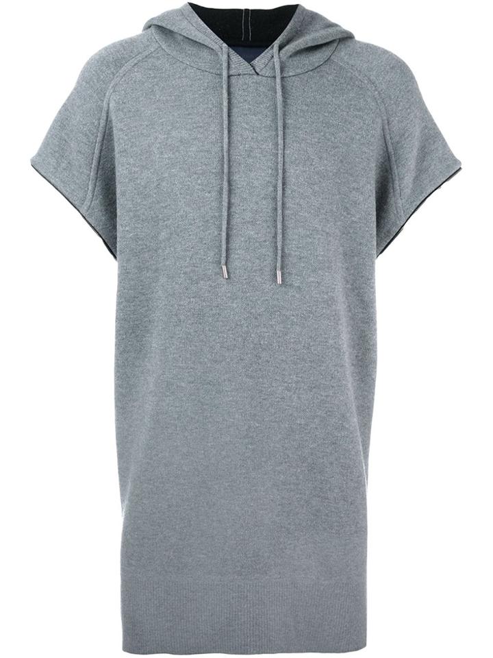 Juun.j Short Sleeve Long Fit Hoodie - Grey