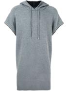 Juun.j Short Sleeve Long Fit Hoodie - Grey