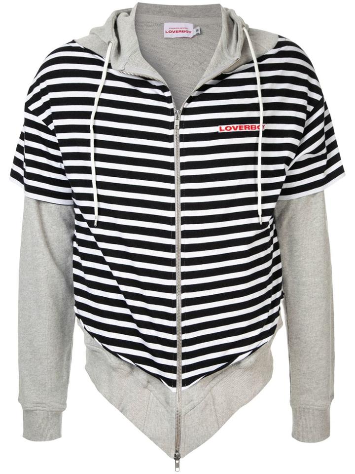 Charles Jeffrey Loverboy Striped Contrast Hoodie - Grey