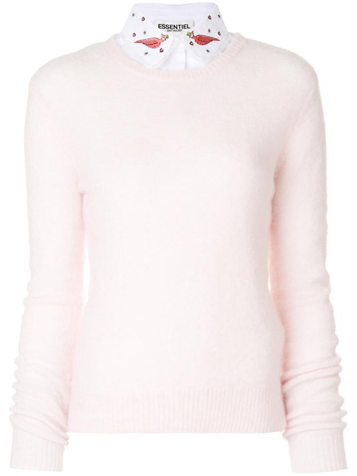 Essentiel Antwerp Embroidered Paraty Sweater - Pink & Purple