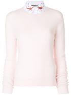 Essentiel Antwerp Embroidered Paraty Sweater - Pink & Purple