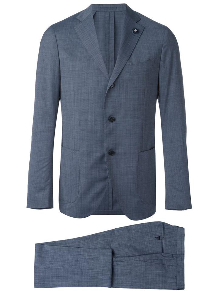 Lardini Two Piece Suit, Men's, Size: 52, Blue, Wool/polyester/viscose/cotton
