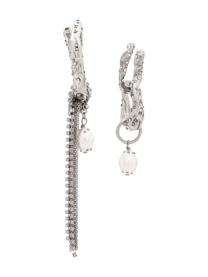 Givenchy Pendant Crystal Encrusted Earrings - Silver