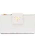 Prada Logo Bi-fold Wallet - White