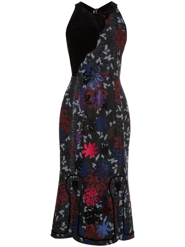 Roland Mouret Floral Print Dress, Women's, Size: 8, Black, Silk/viscose/acetate/spandex/elastane