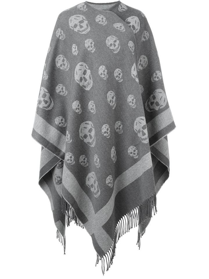 Alexander Mcqueen - Skull Knit Kaftan - Women - Cashmere/wool - One Size, Grey, Cashmere/wool