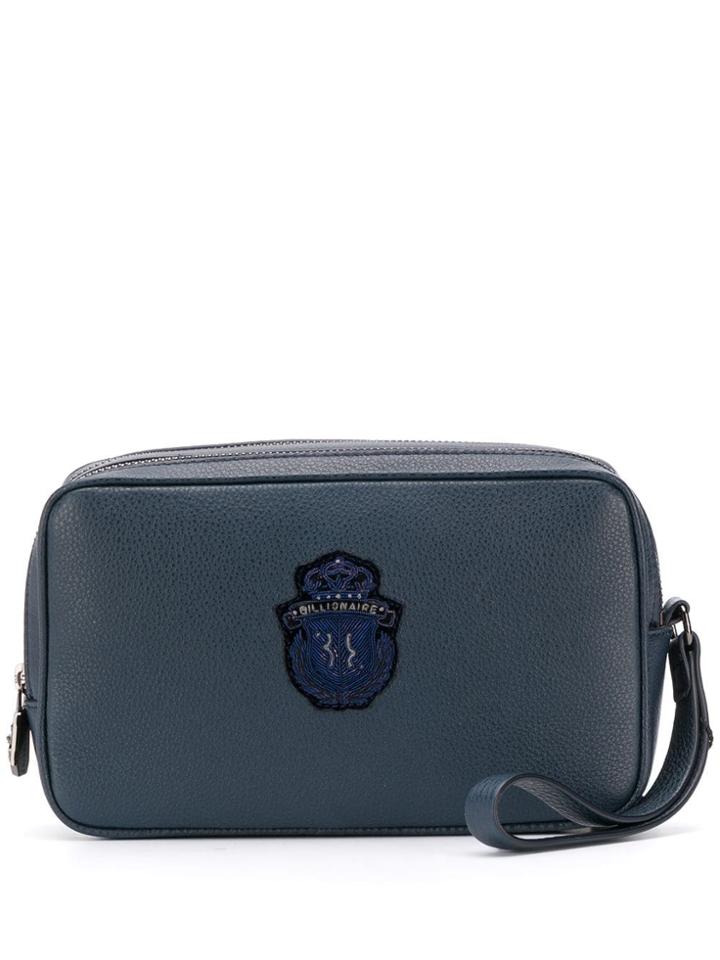 Billionaire Logo Patch Clutch Bag - Blue