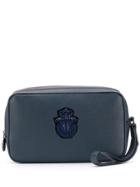 Billionaire Logo Patch Clutch Bag - Blue