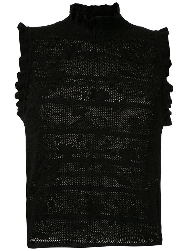 Andrea Bogosian Ruffled Knit Blouse - Black