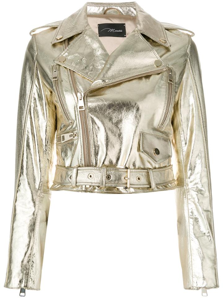 Manokhi Cropped Biker Jacket - Metallic