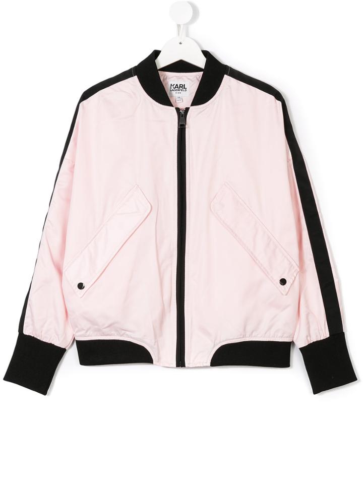 Karl Lagerfeld Kids Karl Embroidered Bomber Jacket - Pink & Purple
