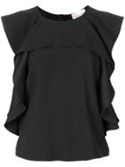 Red Valentino Draped Front Top - Black