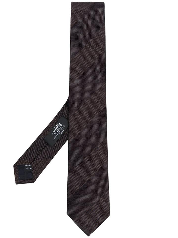 Nicky Diagonal Stripes Tie - Brown