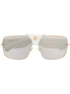 Versace Eyewear Leather Logo Detail Sunglasses - White