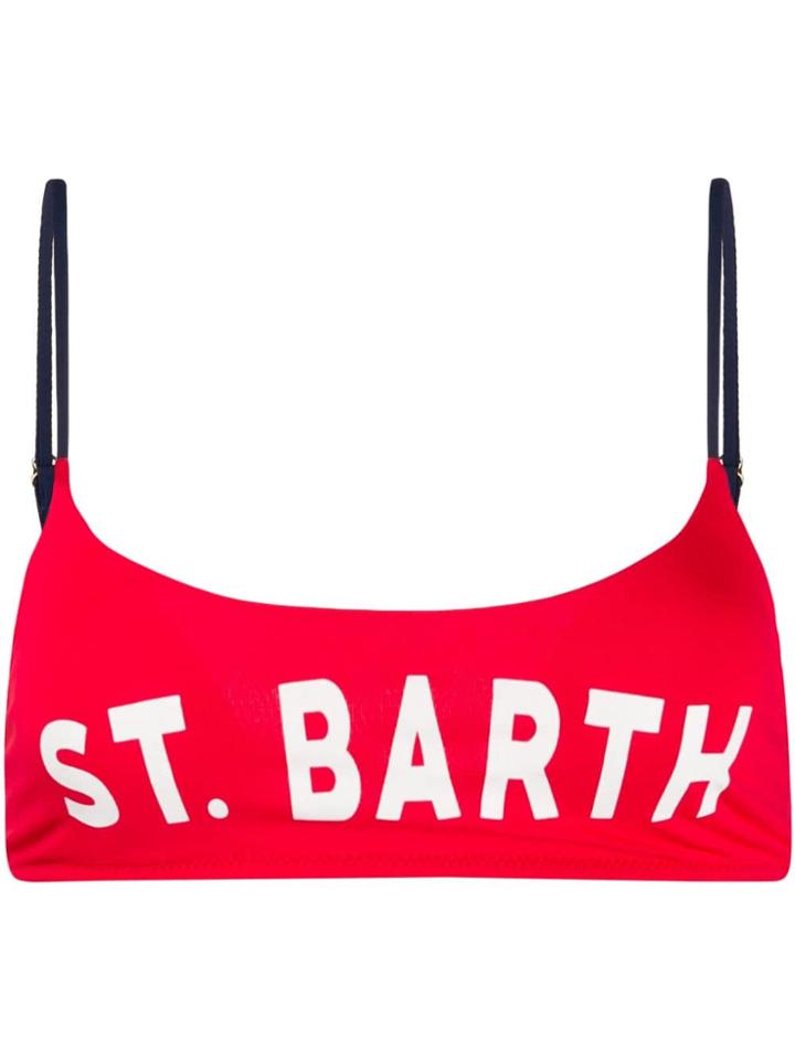 Mc2 Saint Barth Kids Judy Logo Print Bikini Top - Red