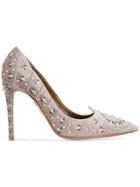 Aquazzura Pink Velvet Stellar Pearl 110 Pumps - Grey