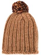 Danielapi Pompom Ribbed Beanie, Adult Unisex, Brown, Polyamide/wool/alpaca