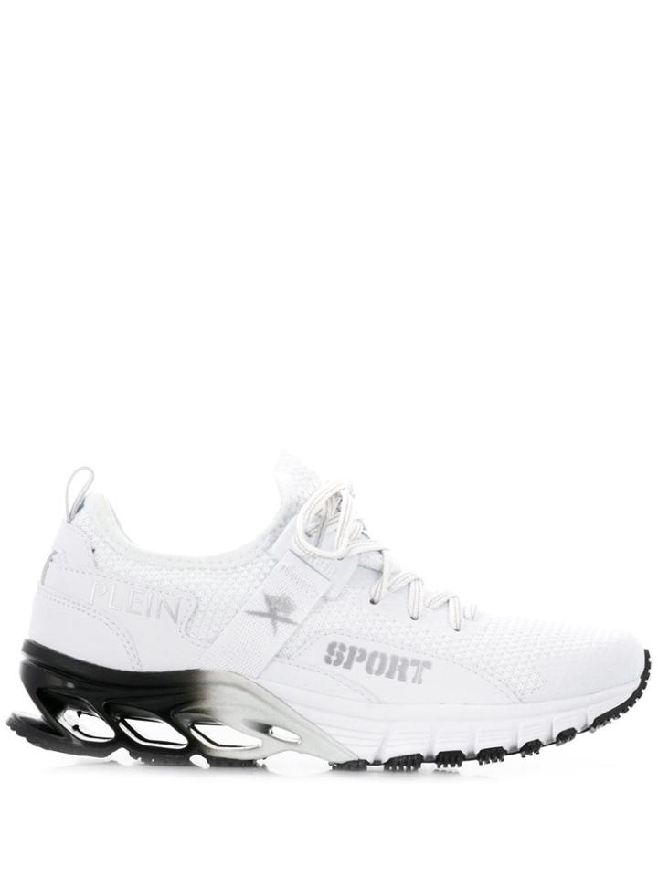 Plein Sport Tonal Logo Print Sneakers - White