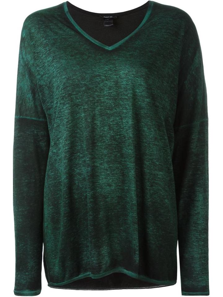 Avant Toi V Neck Melange Knitted Top