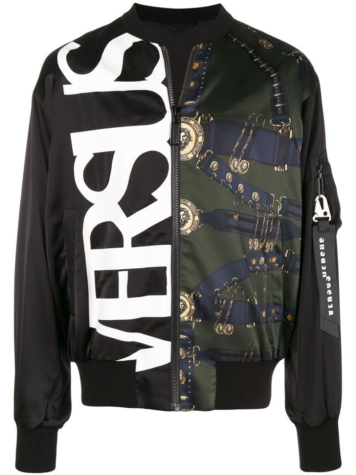 Versus Printed Bomber Jacket - Black
