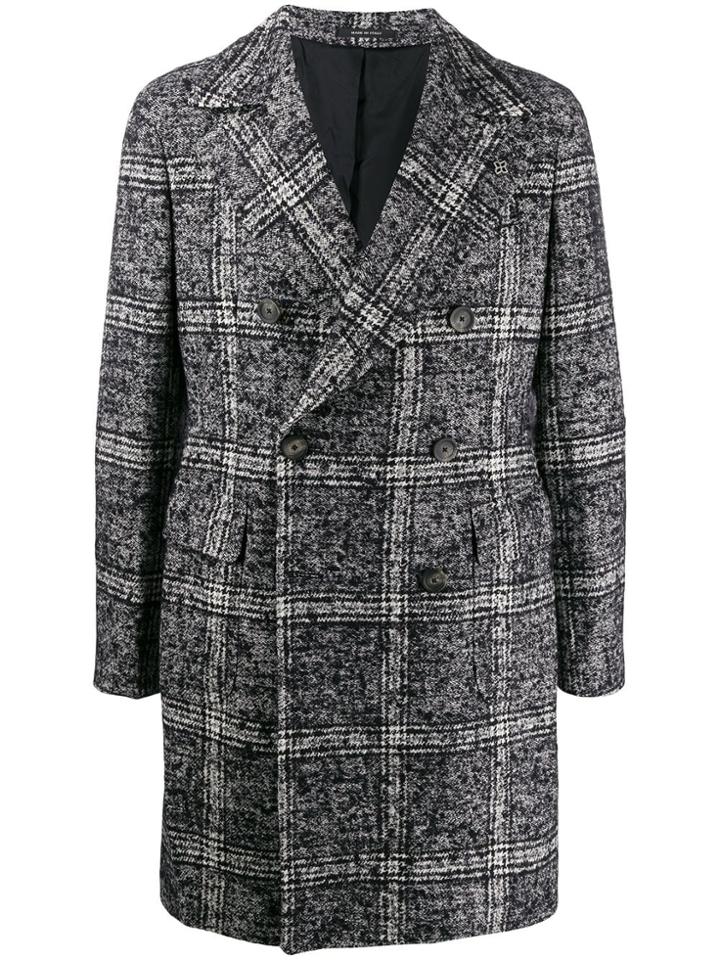 Tagliatore Double-breasted Tartan Coat - Black