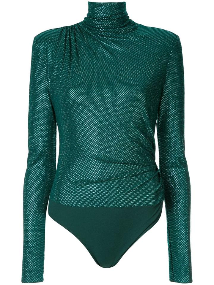 Alexandre Vauthier Microcrystal High Neck Bodysuit - Green