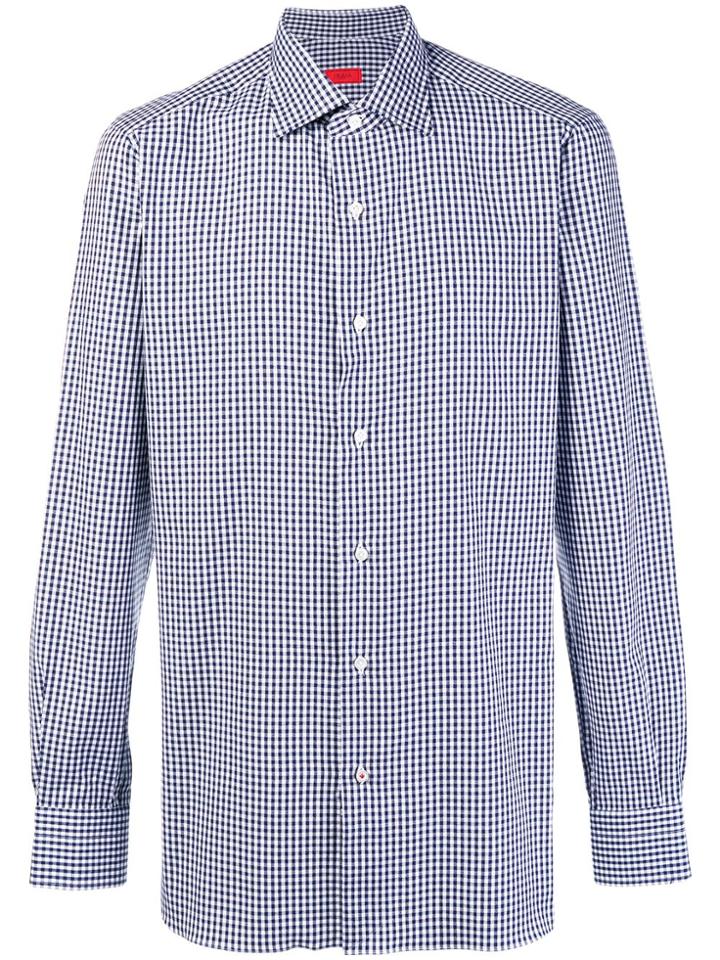 Isaia Gingham Button Shirt - Blue