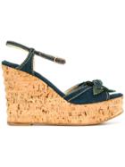 Chanel Vintage Denim Cork Wedges - Blue